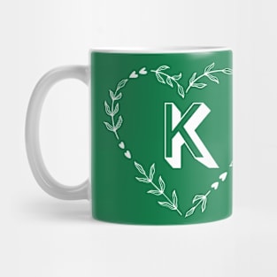 Letter K Flower Watercolor Monogram Mug